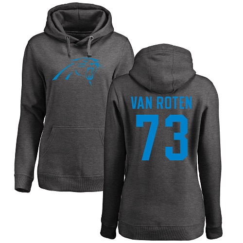 Carolina Panthers Ash Women Greg Van Roten One Color NFL Football #73 Pullover Hoodie Sweatshirts